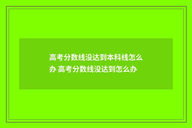 高考分数线没达到本科线怎么办 高考分数线没达到怎么办