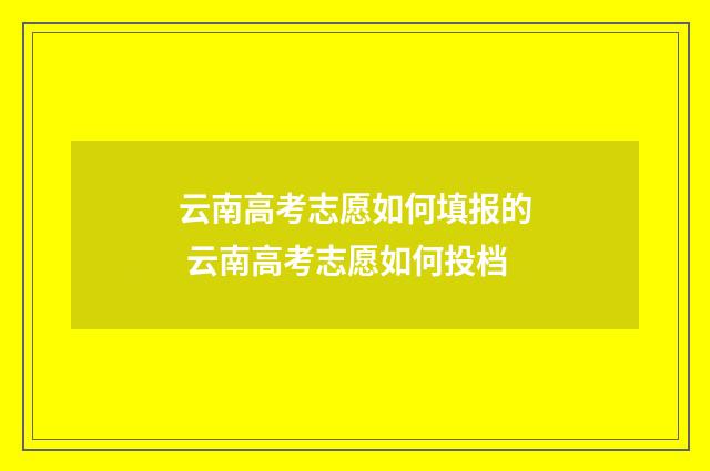 云南高考志愿如何填报的 云南高考志愿如何投档