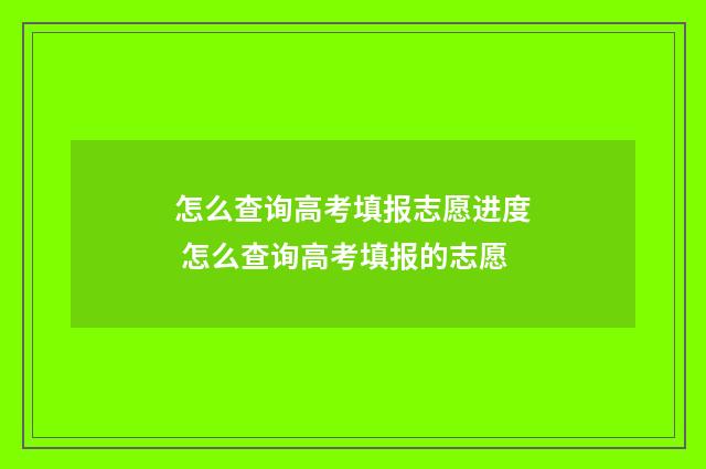 怎么查询高考填报志愿进度 怎么查询高考填报的志愿