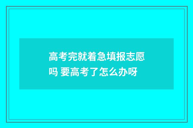 高考完就着急填报志愿吗 要高考了怎么办呀