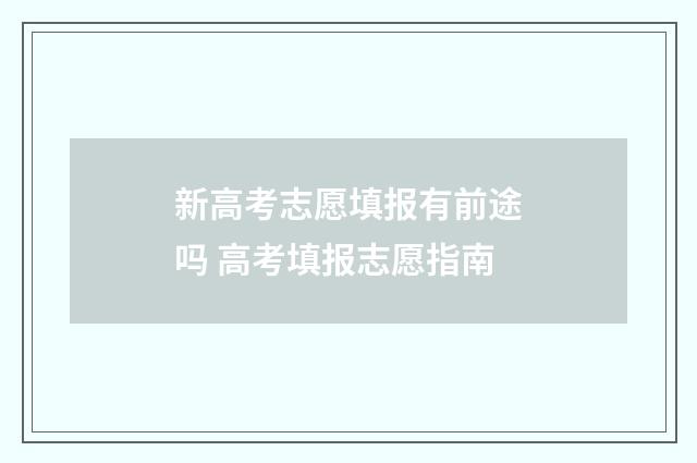 新高考志愿填报有前途吗 高考填报志愿指南