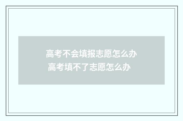 高考不会填报志愿怎么办 高考填不了志愿怎么办