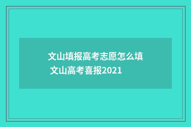 文山填报高考志愿怎么填 文山高考喜报2021