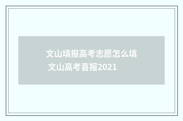 文山填报高考志愿怎么填 文山高考喜报2021