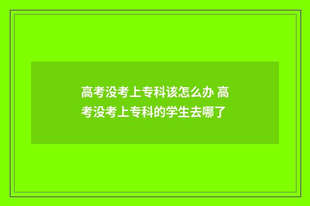 高考没考上专科该怎么办 高考没考上专科的学生去哪了