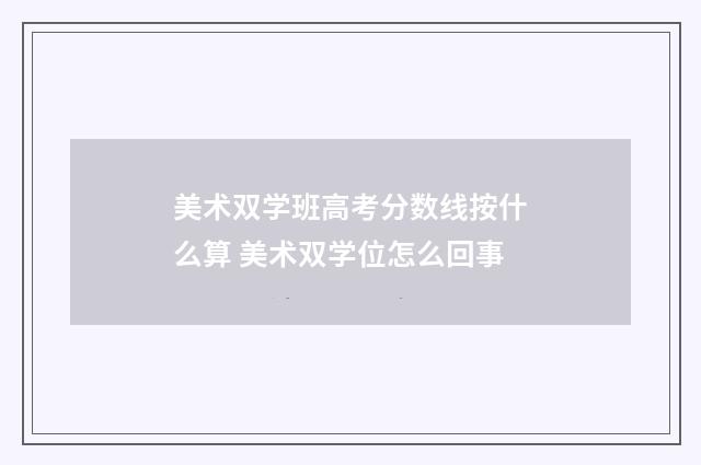 美术双学班高考分数线按什么算 美术双学位怎么回事