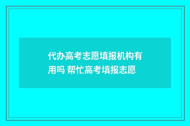 代办高考志愿填报机构有用吗 帮忙高考填报志愿