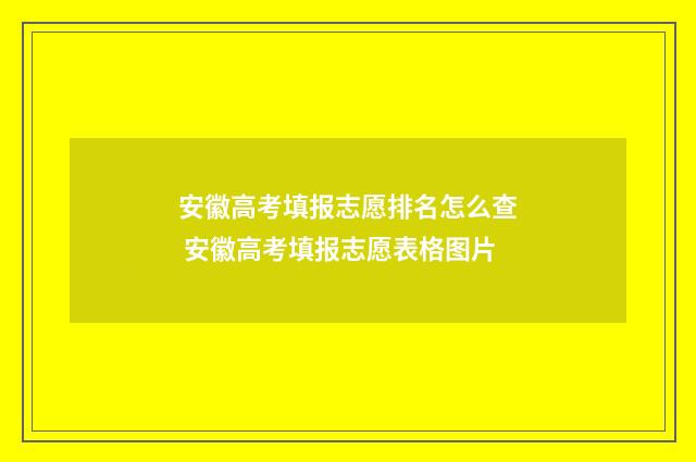 安徽高考填报志愿排名怎么查 安徽高考填报志愿表格图片