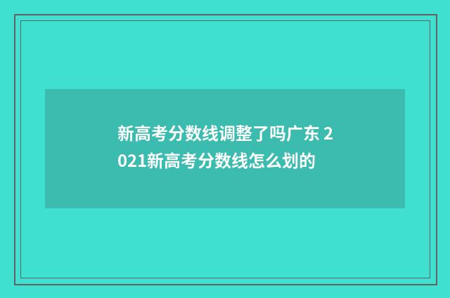 新高考分数线调整了吗广东 2021新高考分数线怎么划的