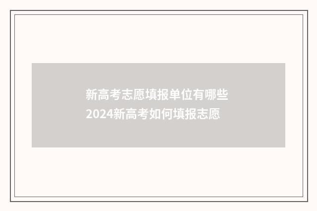 新高考志愿填报单位有哪些 2024新高考如何填报志愿