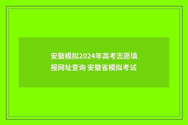 安徽模拟2024年高考志愿填报网址查询 安徽省模拟考试