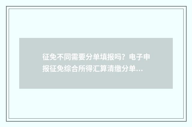 征免不同需要分单填报吗？电子申报征免综合所得汇算清缴分单填报指南 免征和不征一样吗