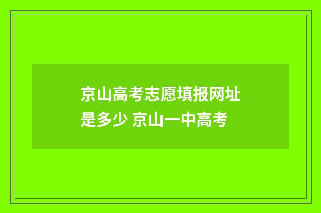 京山高考志愿填报网址是多少 京山一中高考