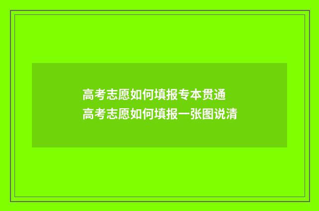 高考志愿如何填报专本贯通 高考志愿如何填报一张图说清