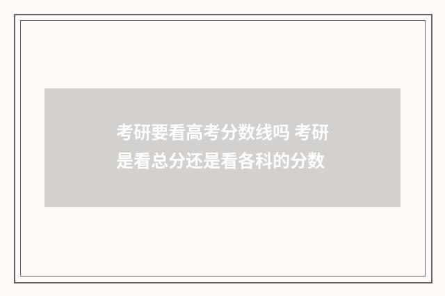 考研要看高考分数线吗 考研是看总分还是看各科的分数