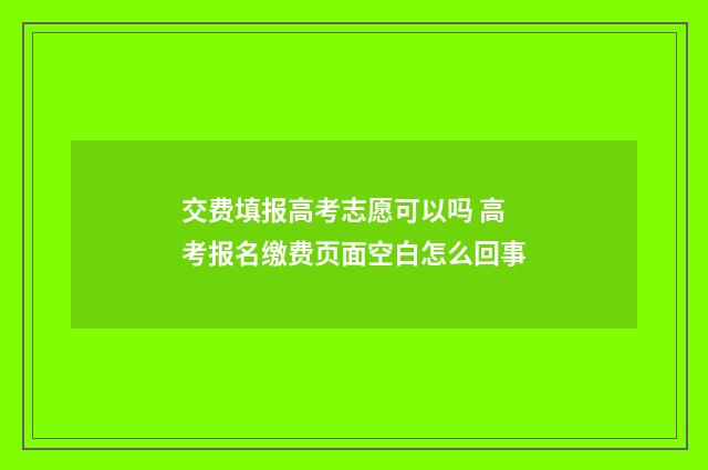 交费填报高考志愿可以吗 高考报名缴费页面空白怎么回事