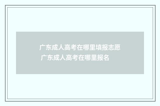 广东成人高考在哪里填报志愿 广东成人高考在哪里报名