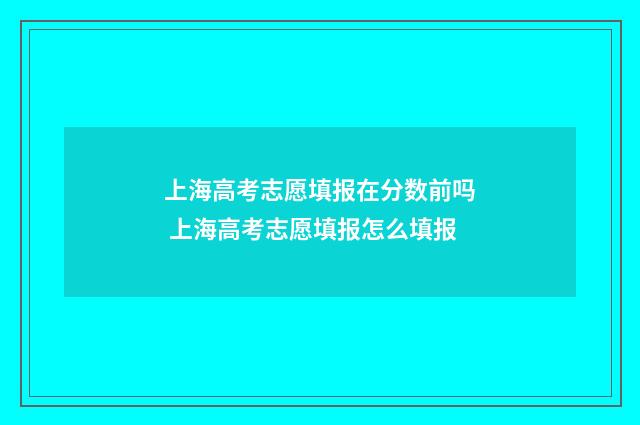 上海高考志愿填报在分数前吗 上海高考志愿填报怎么填报