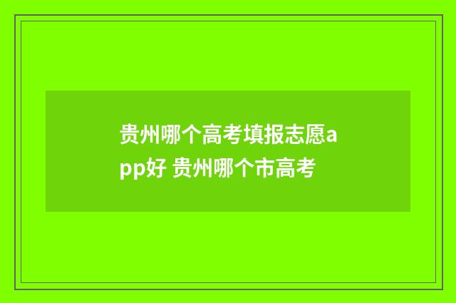 贵州哪个高考填报志愿app好 贵州哪个市高考