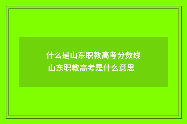 什么是山东职教高考分数线 山东职教高考是什么意思
