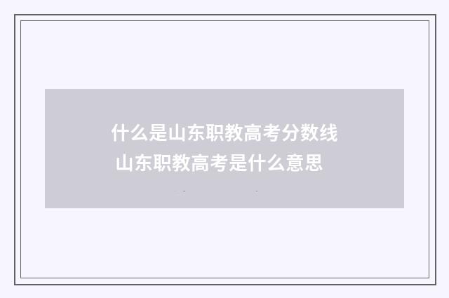 什么是山东职教高考分数线 山东职教高考是什么意思