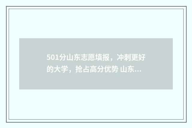 501分山东志愿填报，冲刺更好的大学，抢占高分优势 山东志愿录取