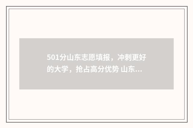 501分山东志愿填报，冲刺更好的大学，抢占高分优势 山东志愿录取