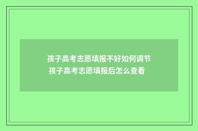 孩子高考志愿填报不好如何调节 孩子高考志愿填报后怎么查看