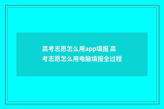 高考志愿怎么用app填报 高考志愿怎么用电脑填报全过程