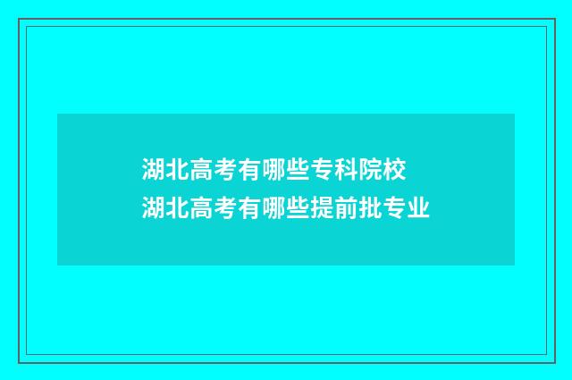湖北高考有哪些专科院校 湖北高考有哪些提前批专业