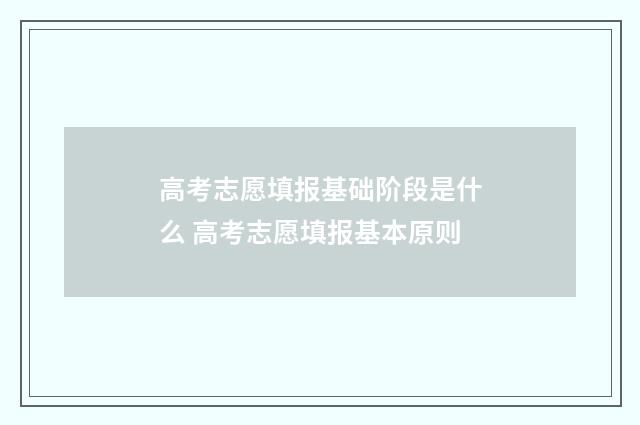 高考志愿填报基础阶段是什么 高考志愿填报基本原则
