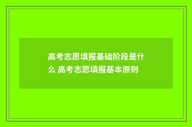 高考志愿填报基础阶段是什么 高考志愿填报基本原则