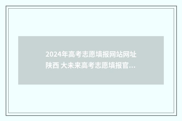 2024年高考志愿填报网站网址陕西 大未来高考志愿填报官网