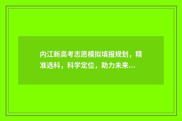 内江新高考志愿模拟填报规划，精准选科，科学定位，助力未来！ 内江高考填报咨询机构
