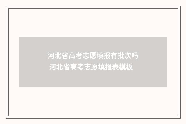 河北省高考志愿填报有批次吗 河北省高考志愿填报表模板