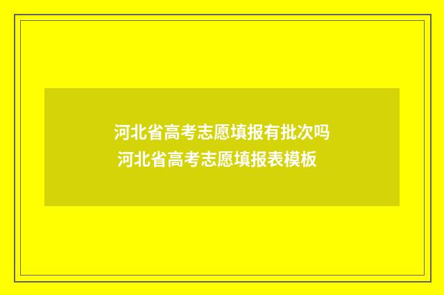河北省高考志愿填报有批次吗 河北省高考志愿填报表模板