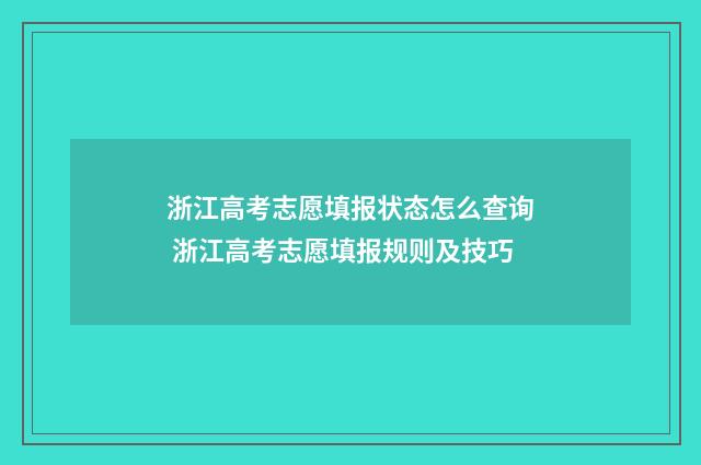 浙江高考志愿填报状态怎么查询 浙江高考志愿填报规则及技巧