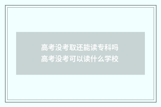 高考没考取还能读专科吗 高考没考可以读什么学校