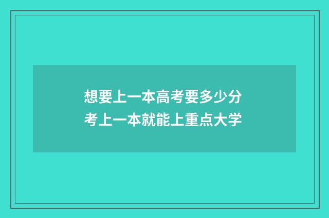 想要上一本高考要多少分 考上一本就能上重点大学