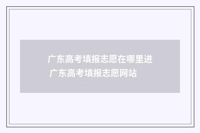 广东高考填报志愿在哪里进 广东高考填报志愿网站