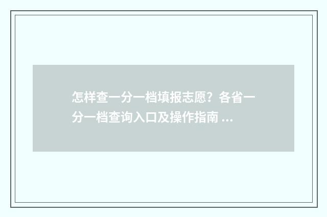 怎样查一分一档填报志愿？各省一分一档查询入口及操作指南 怎样查一分一档表河北2024