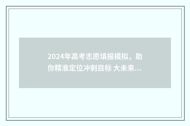 2024年高考志愿填报模拟，助你精准定位冲刺目标 大未来高考志愿填报官网