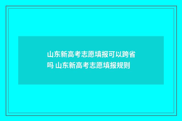 山东新高考志愿填报可以跨省吗 山东新高考志愿填报规则