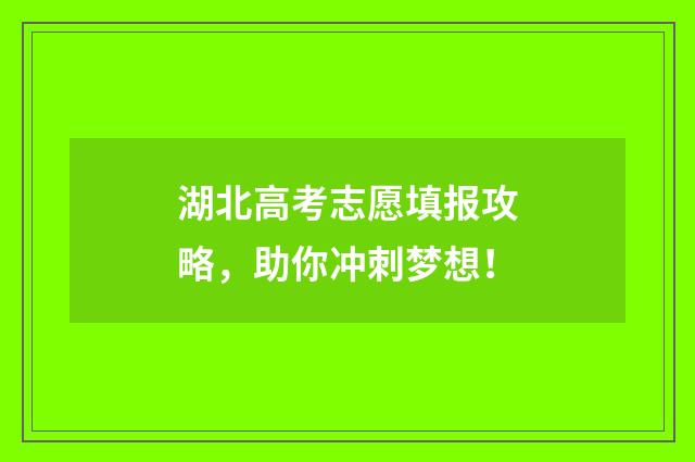 湖北高考志愿填报攻略，助你冲刺梦想！
