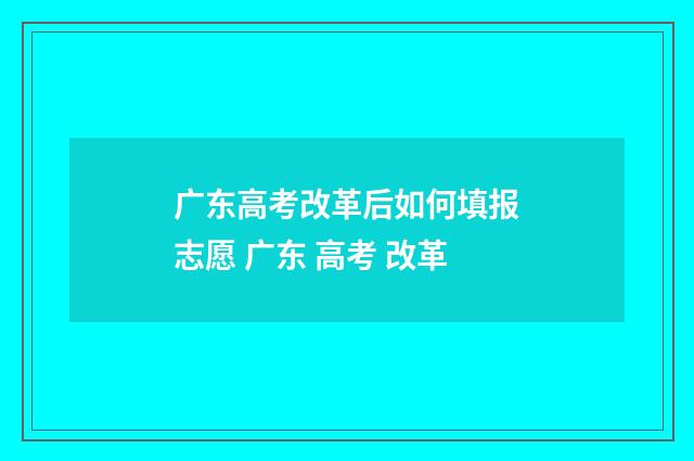 广东高考改革后如何填报志愿 广东 高考 改革