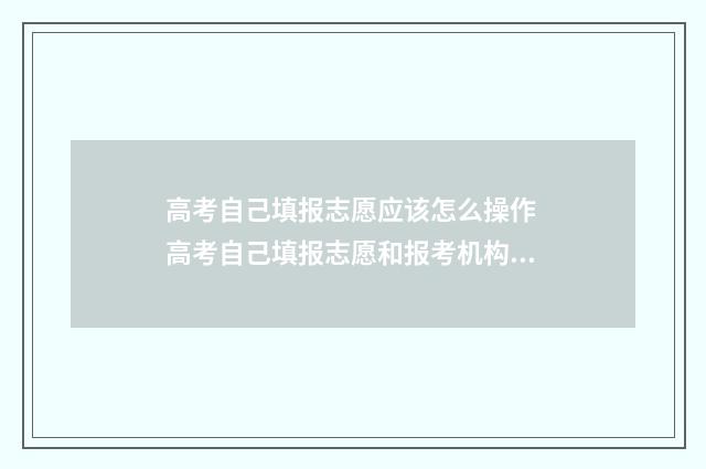 高考自己填报志愿应该怎么操作 高考自己填报志愿和报考机构有什么区别