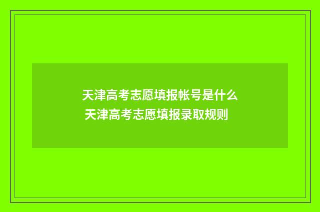 天津高考志愿填报帐号是什么 天津高考志愿填报录取规则