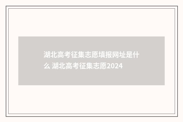 湖北高考征集志愿填报网址是什么 湖北高考征集志愿2024