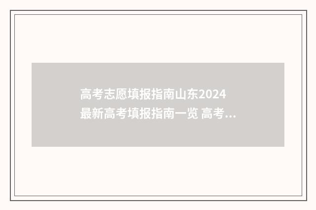 高考志愿填报指南山东2024 最新高考填报指南一览 高考志愿填报指南书哪里买