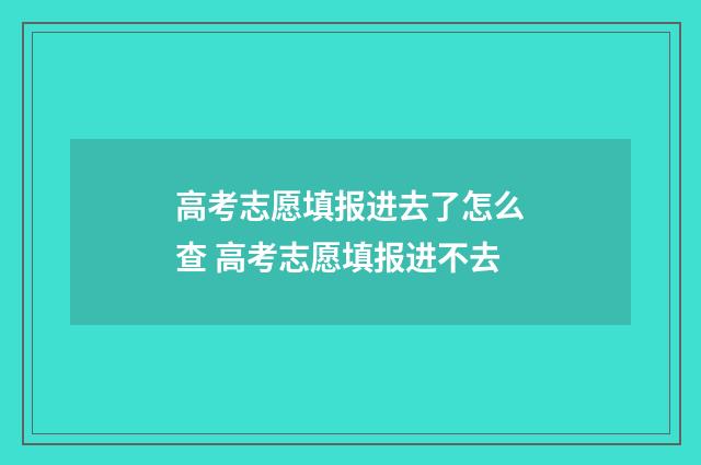 高考志愿填报进去了怎么查 高考志愿填报进不去